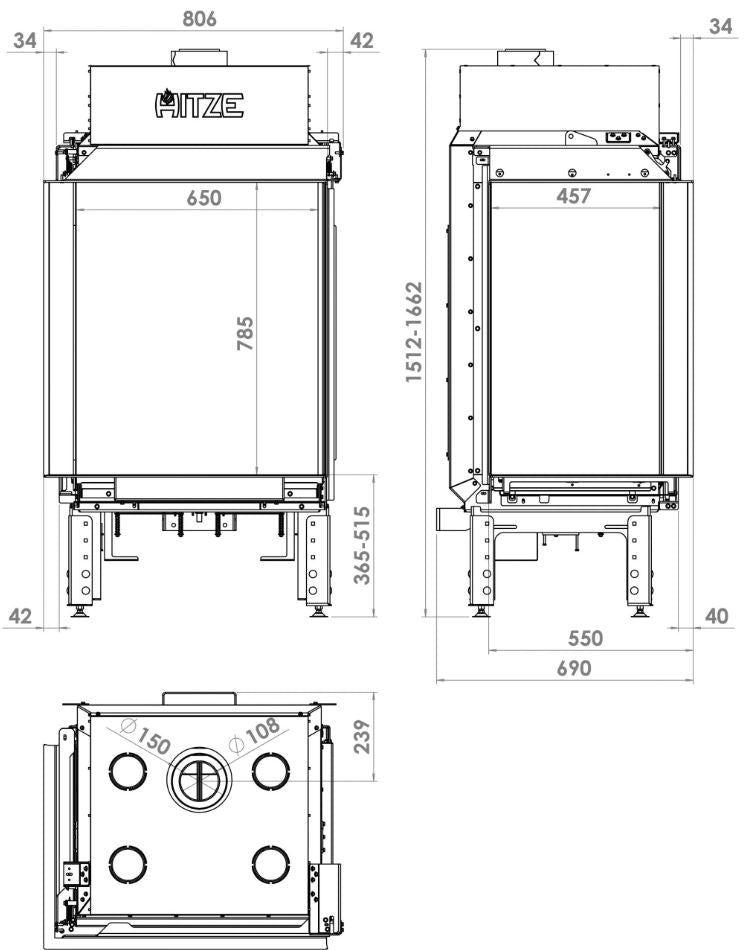 Semineu Hitze Calma 65L 13,8 kW