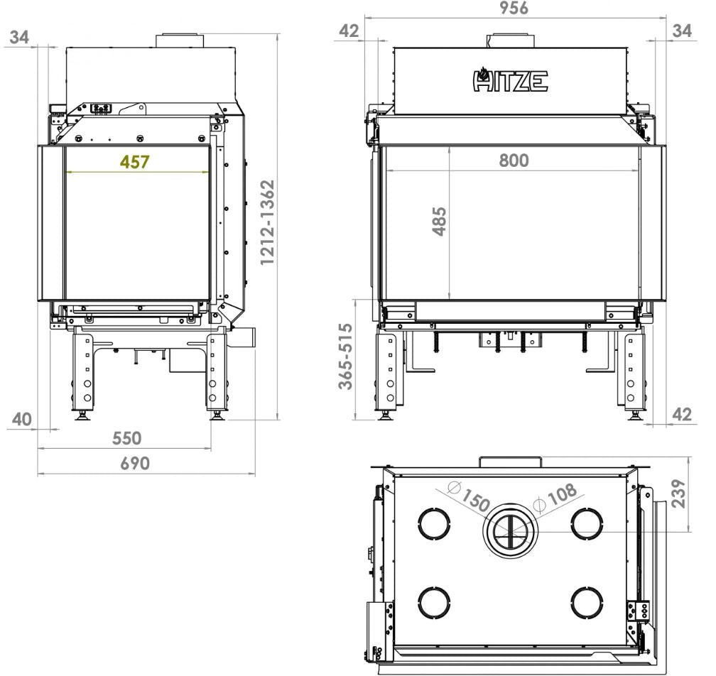 Semineu Hitze Calma 80R 10,8 kW