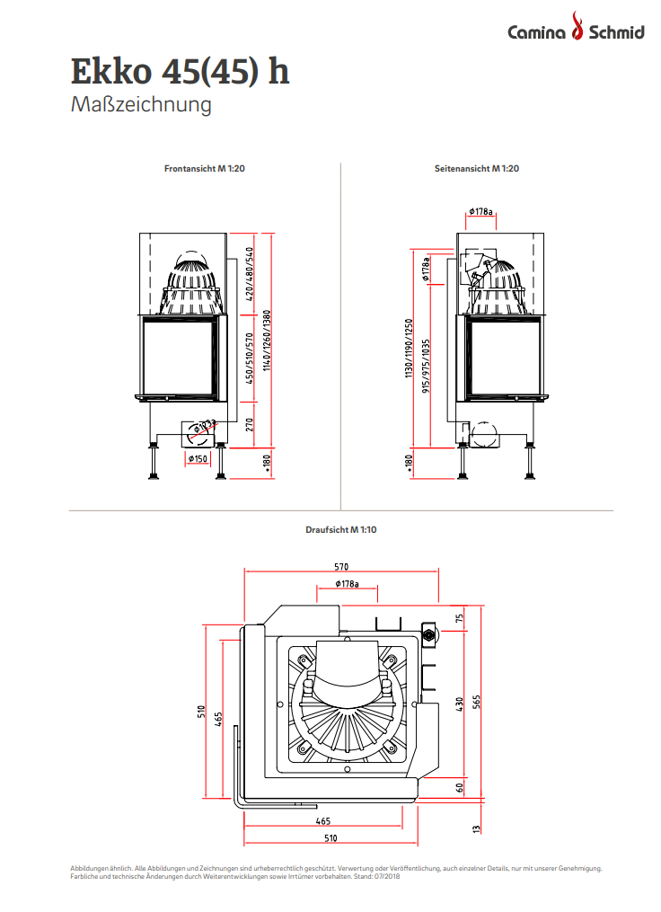 Semineu pe lemne Camina Schmid Ekko 45x45x51h