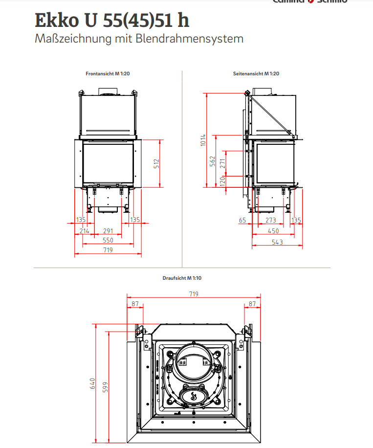 Semineu pe lemne Camina Schmid Ekko U 55x45x51h