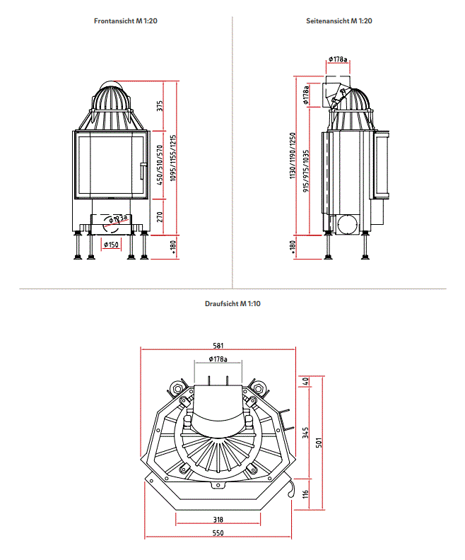 Șemineu pe lemne Camina Schmid PANO 5551s