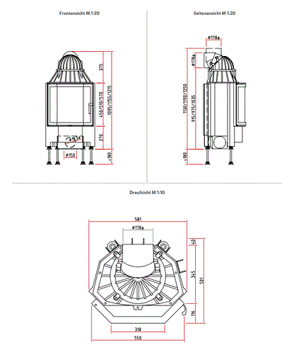 Șemineu pe lemne Camina Schmid PANO 5551s