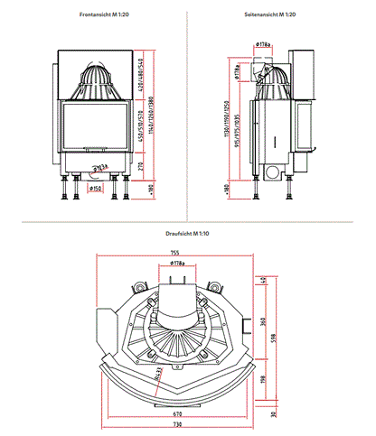 Șemineu pe lemne Camina Schmid RONDA 6757h