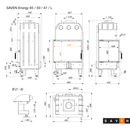 Șemineu SAVEN Energy L ECO 14,5 kW