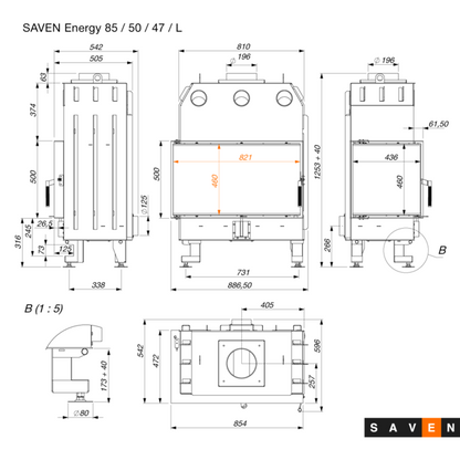 Șemineu SAVEN Energy L ECO 17 kW