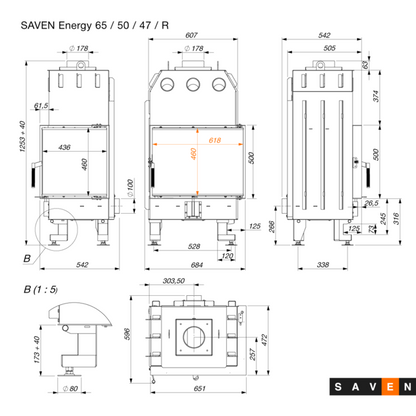 Șemineu SAVEN Energy R ECO 14,5 kW