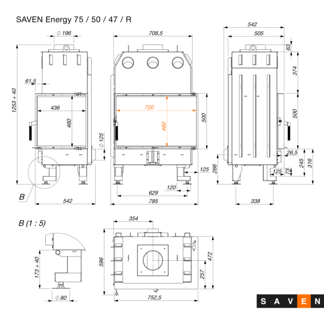 Șemineu SAVEN Energy R ECO 15,1 kW