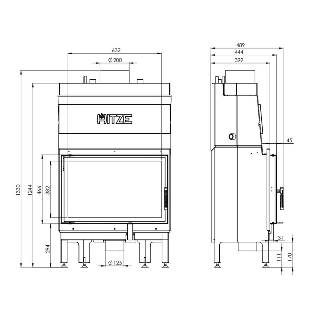 Termoșemineu Hitze ALBERO Aquasystem 16 kW