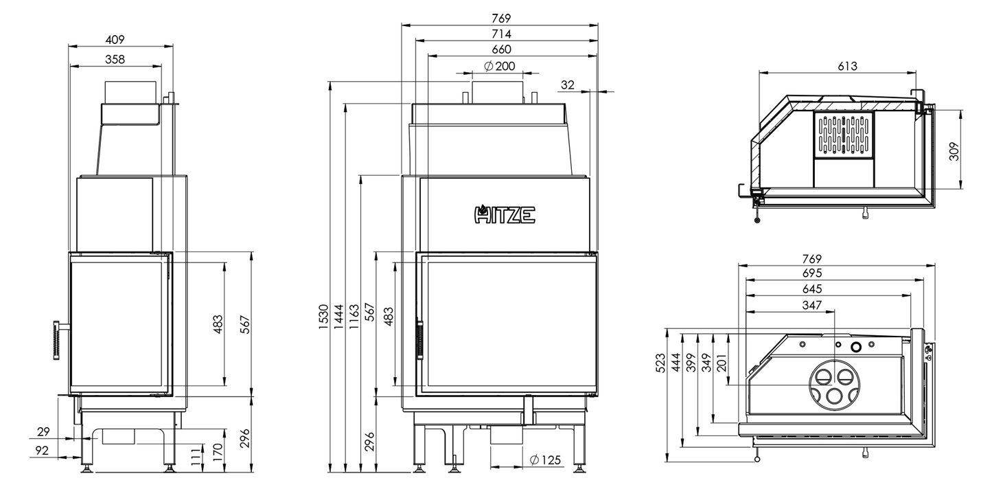 Termoșemineu Hitze ALBERO 19KW AQUASYSTEM