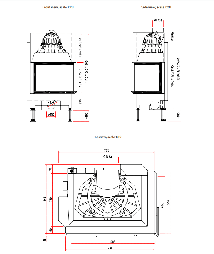 Șemineu pe lemne Camina Schmid Ekko 67x45x57h