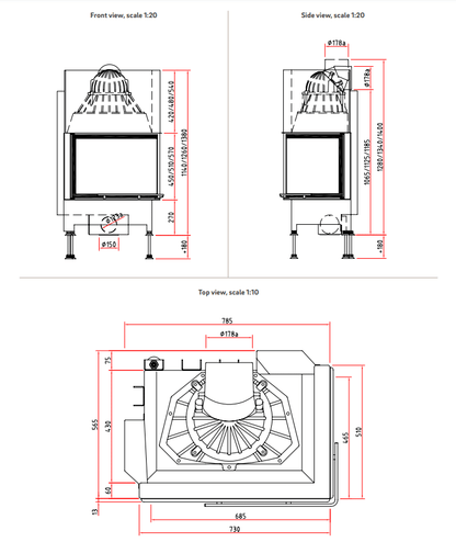 Șemineu pe lemne Camina Schmid Ekko 67x45x57h