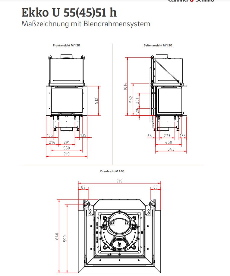 Șemineu pe lemne Camina Schmid Ekko U 55x45x51h