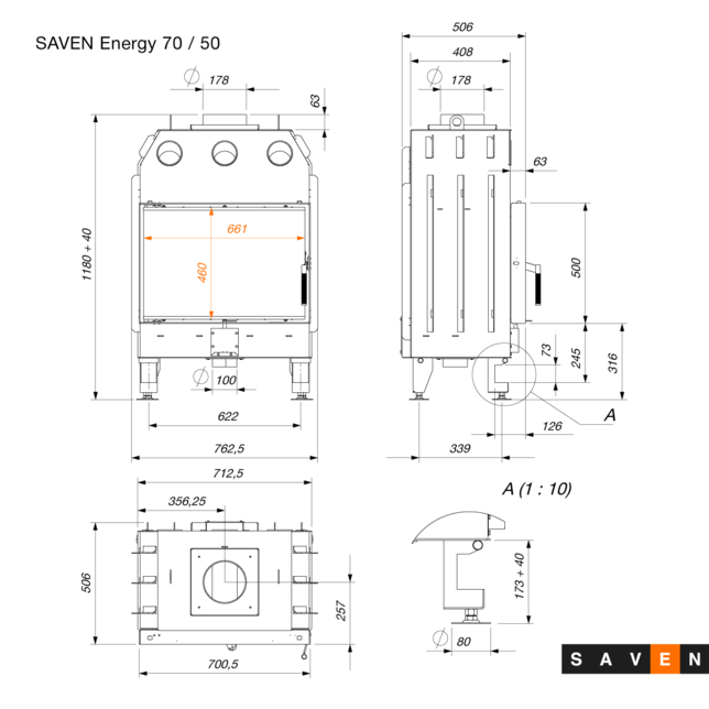 Șemineu SAVEN Energy ECO 15,1 kW