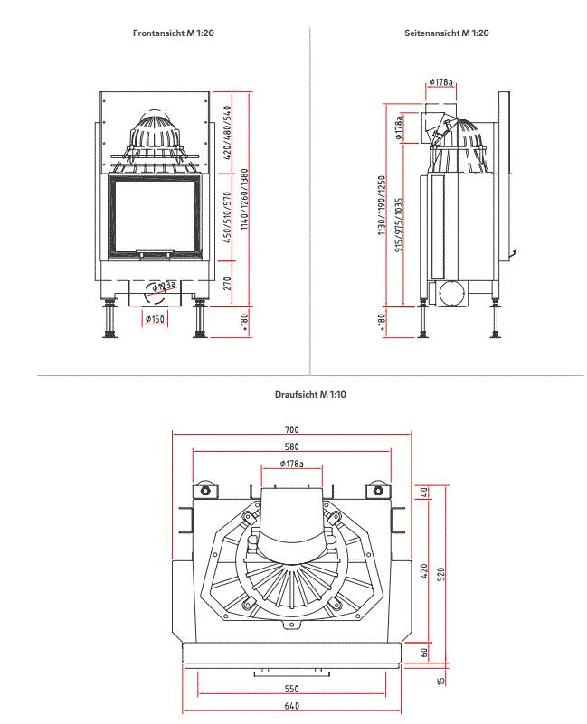 Șemineu pe lemne Camina Schmid RONDA 5551h