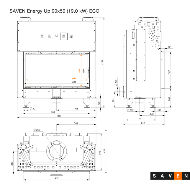 Șemineu SAVEN Energy UP 19 kW Ghilotină