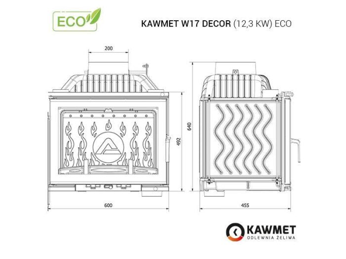 Semineu Kawmet W17 Decor 12,3 kW ECO